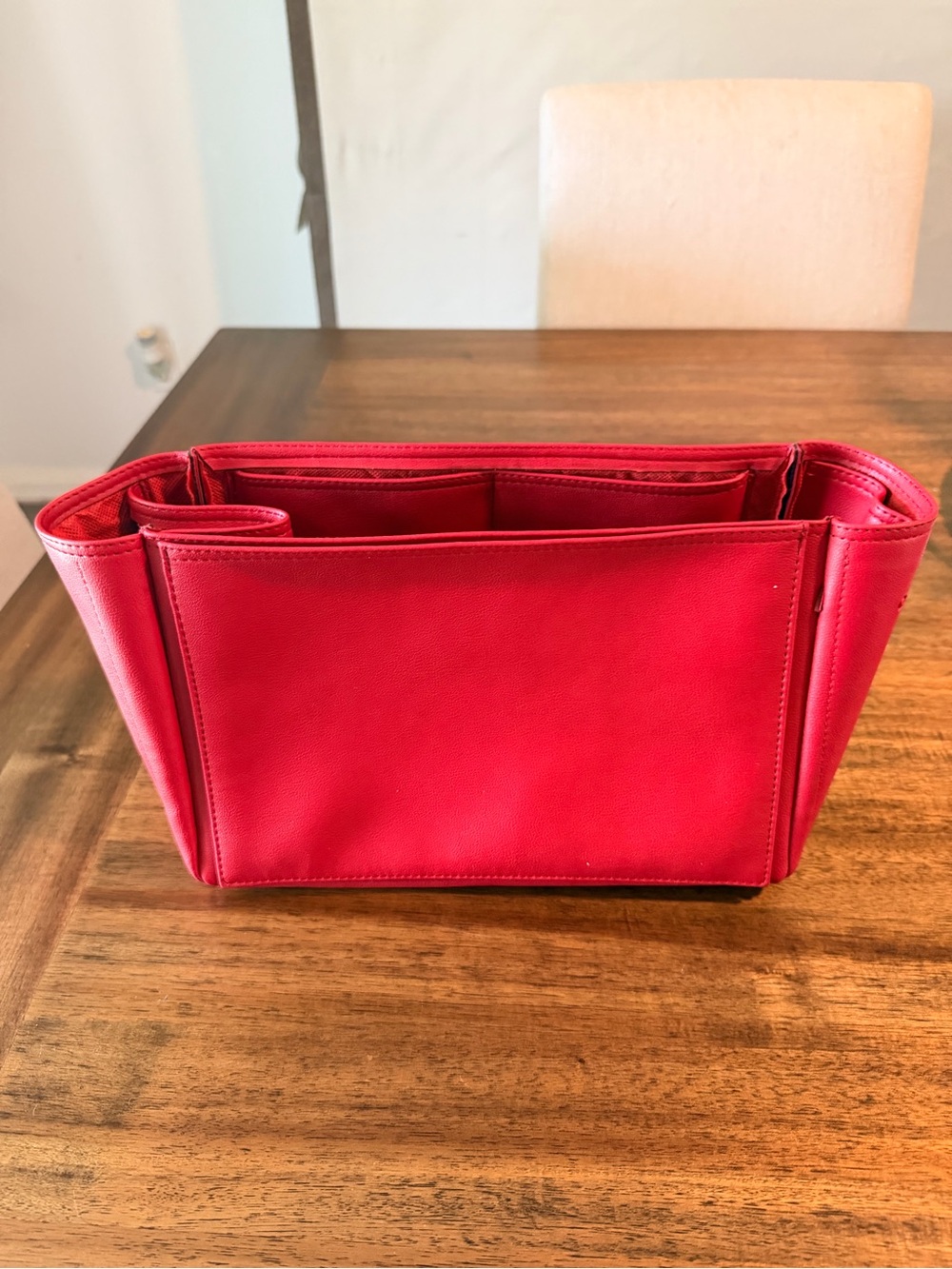 Faux Leather Red Leather Bag Organizer Insert